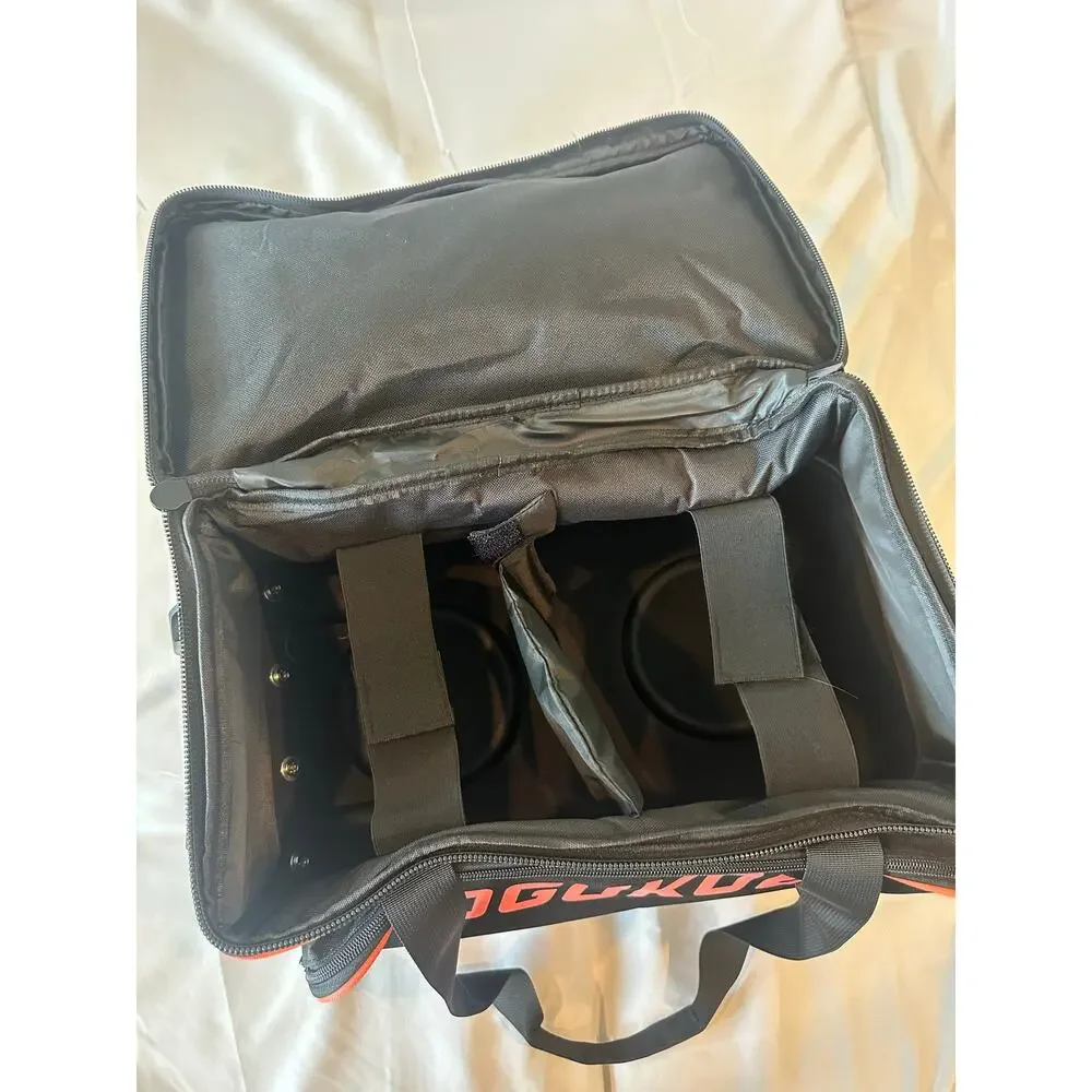 SOGUKOER 2-Ball Roller Bowling Bag Black/Orange Rolling Tote with Handle &wheels